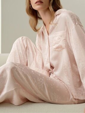Limited Edition cherry blossom floral PJ set Lilysilk pink silk pajamas size XS